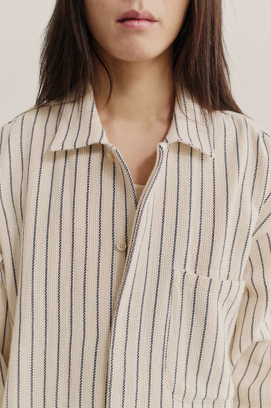 A Kind Of Guise Rumba Shirt Blue Panama Stripe | Chemise Coton Recyclé Rayures