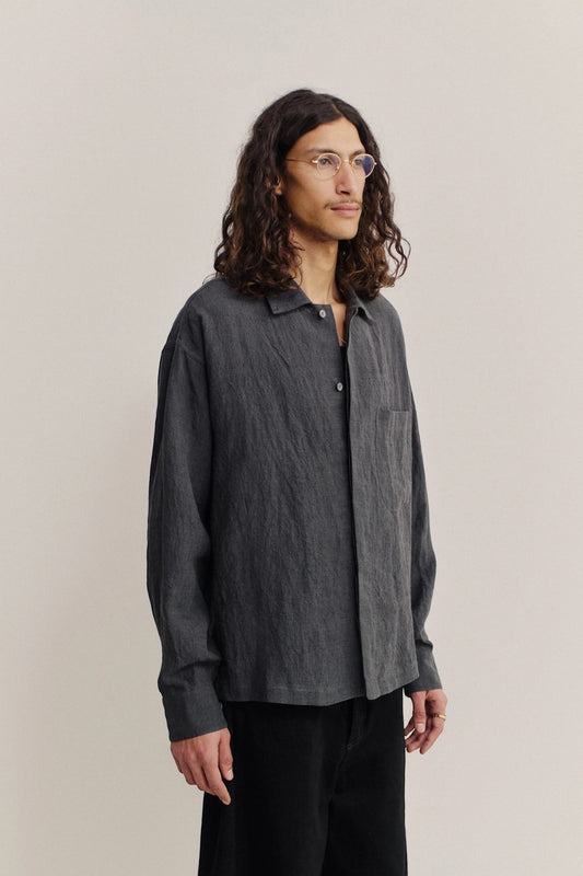 A Kind Of Guise Rumba Shirt Coal Linen | Chemise Lin Irlandais Confection Italienne