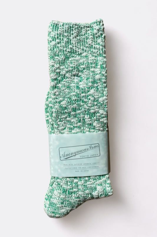 Chaussettes Anonymous Ism - Light Slub Crew (0031 Green Melange)