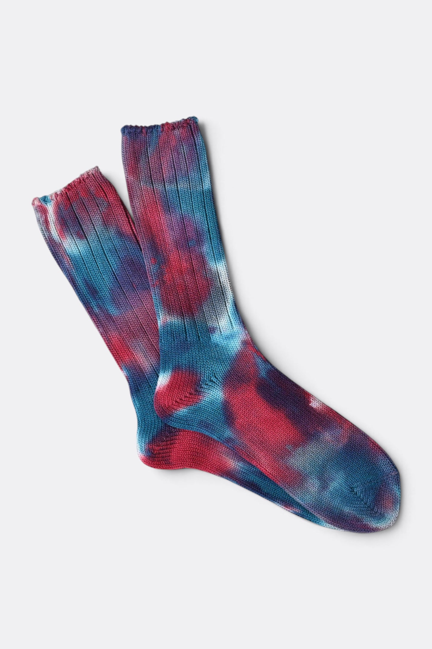 ANONYMOUS ISM Scatter Dye Crew Bordeaux | Chaussettes Japonaises Premium | Edgar Bdx