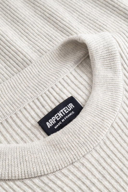 Arpenteur Standard Pale Grey | Pull Lin Coton Sans Couture Made in France | Edgar Bdx