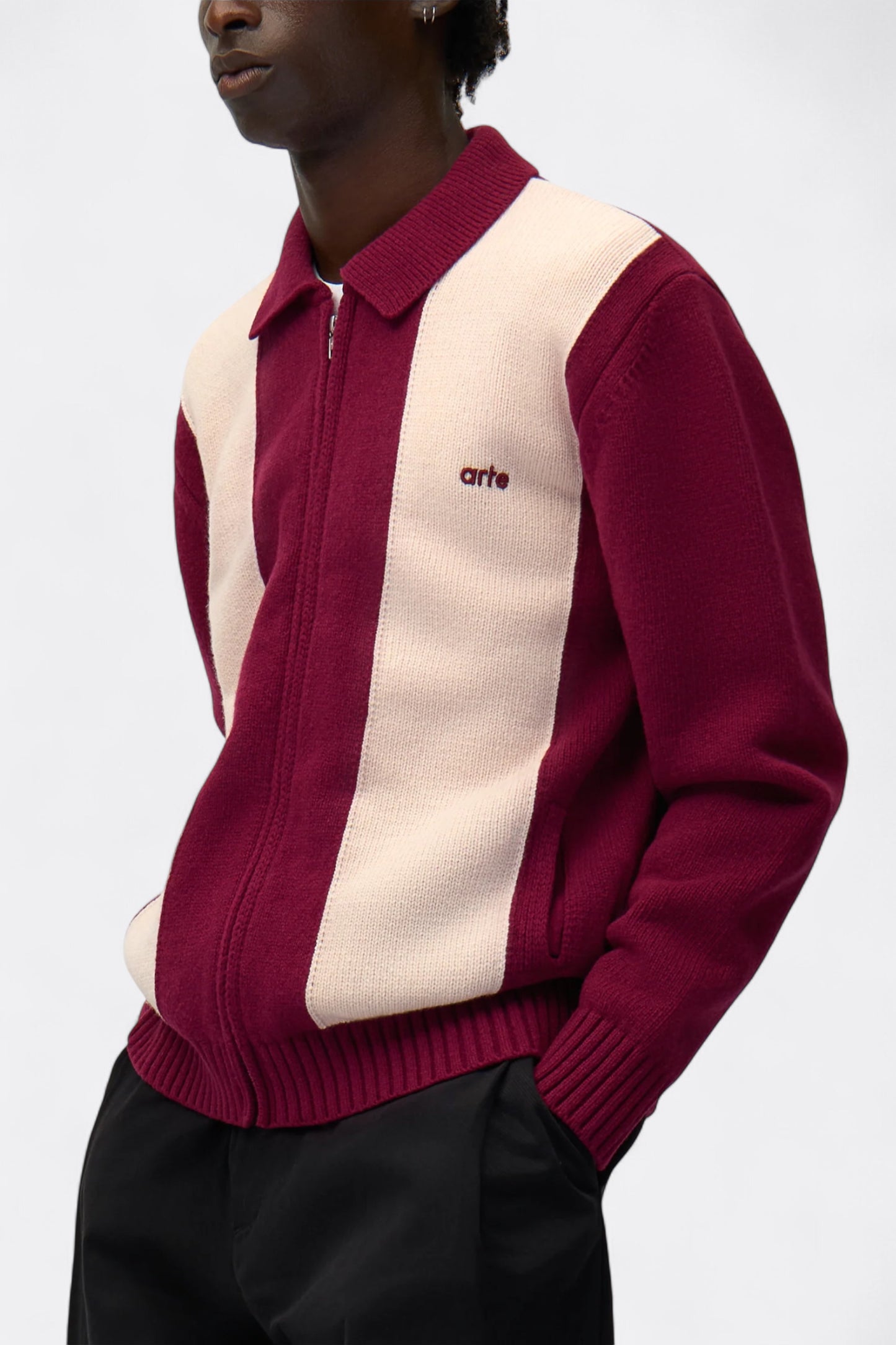 Arte - Arte Cardigan (Bordeaux / White)