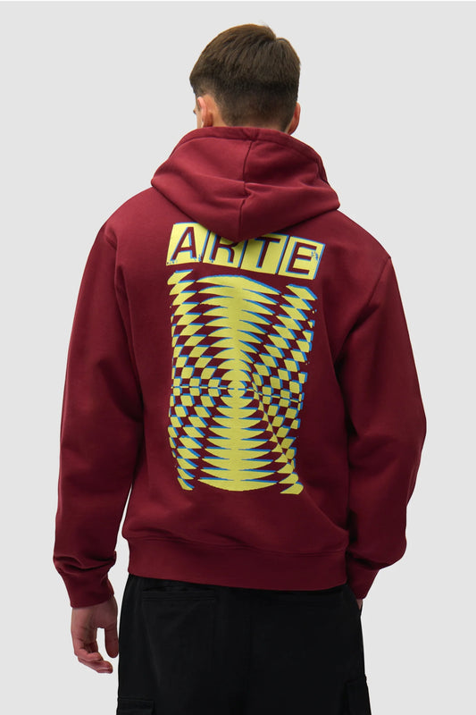 Hoodie Arte Bordeaux - Abstrait Dos - Coton Premium Portugal