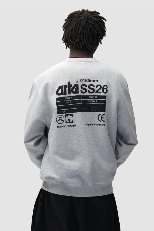 Crewneck Arte Grey - SS26 Dos - Coton Premium Portugal