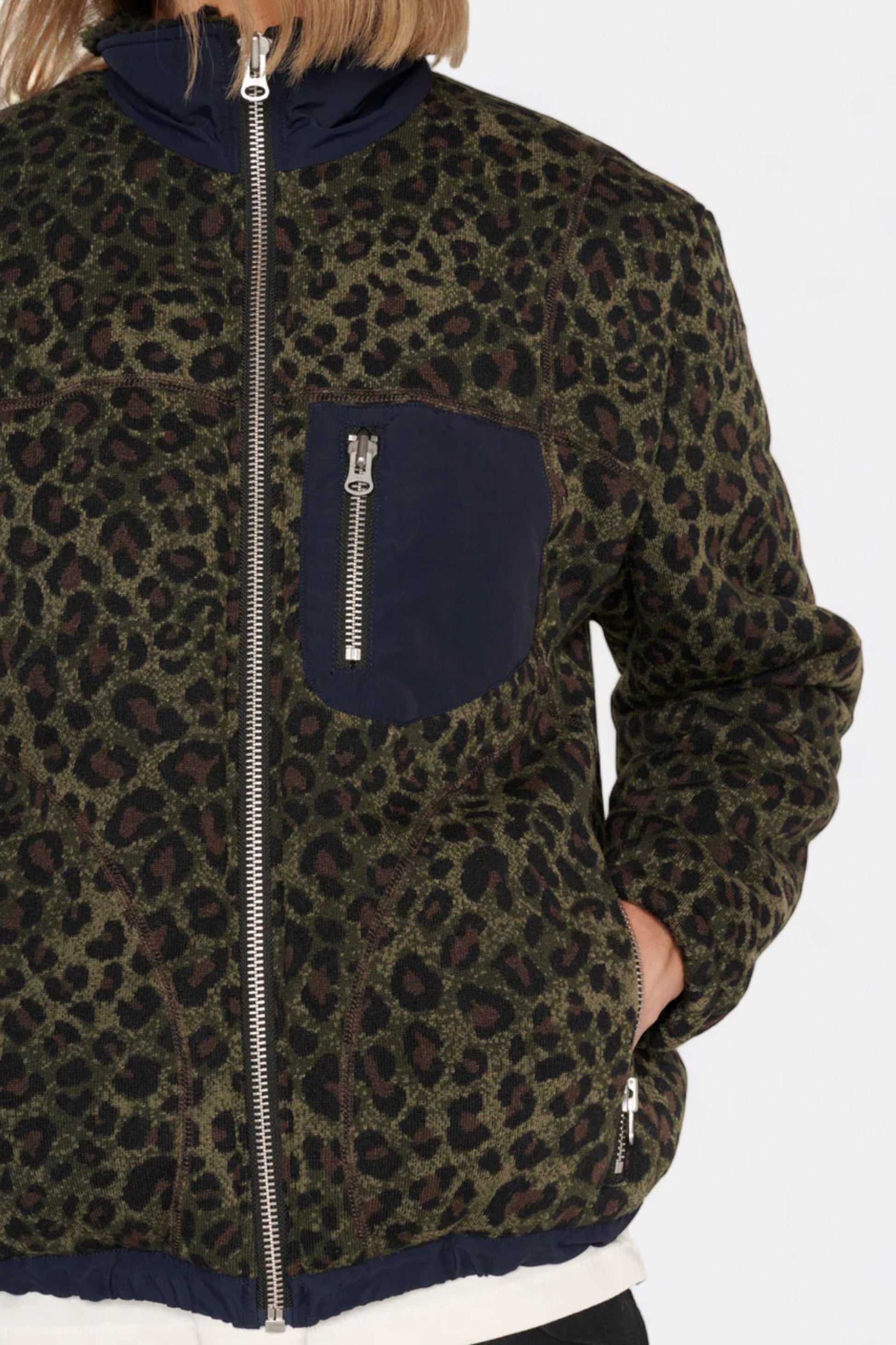 Brain Dead - Leopard Reverse Sherpa Jacket (Olive)