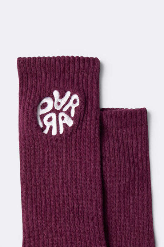 By Parra 1976 Logo Crew Socks Purple | Chaussettes Tricot Tokyo Vintage | Edgar Bdx
