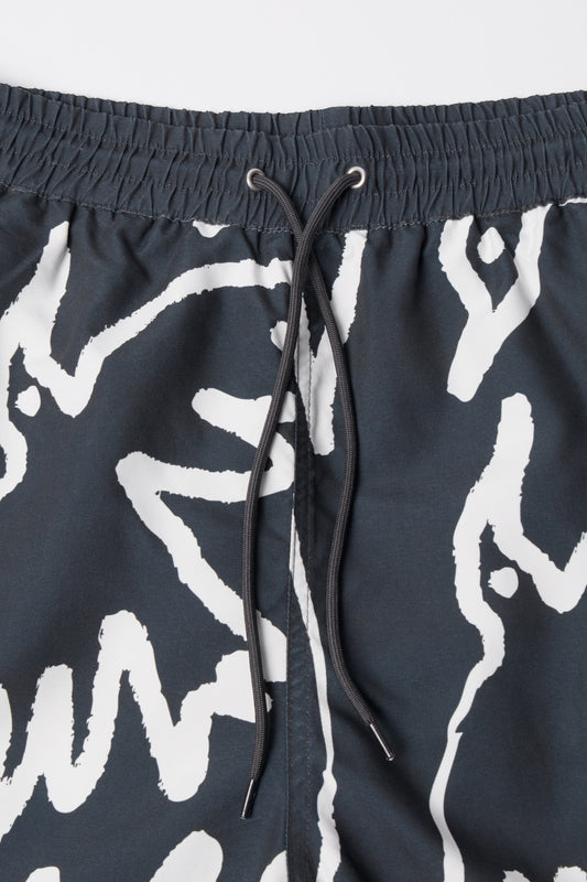 By Parra Birds Fly Free Swim Short Black | Short de Bain Imprimé | Edgar Bdx
