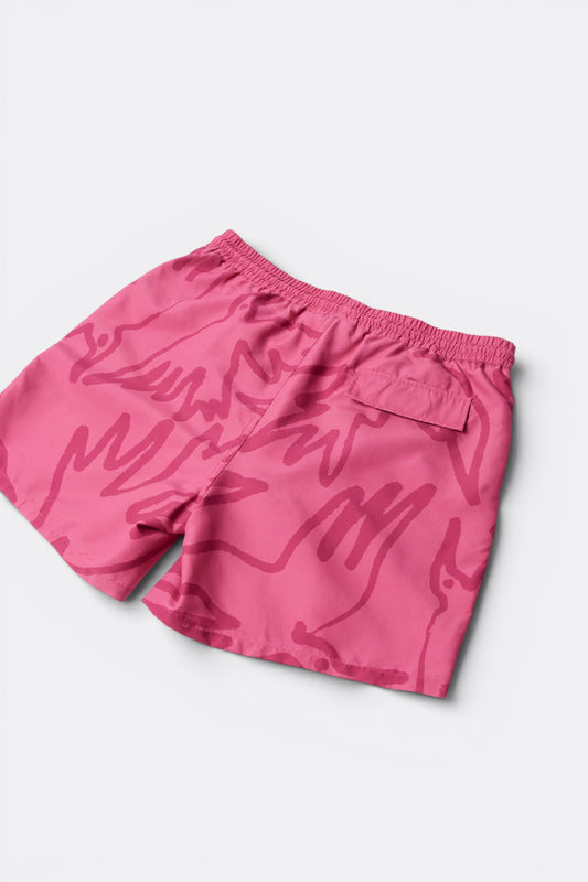 By Parra Birds Fly Free Swim Short Purple Pink | Short de Bain Imprimé | Edgar Bdx