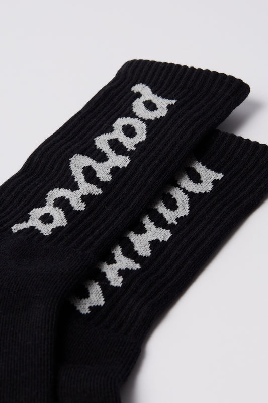BY PARRA Lowercase Scriptlogo Crew Socks Black | Made in Japan | Edgar Bdx