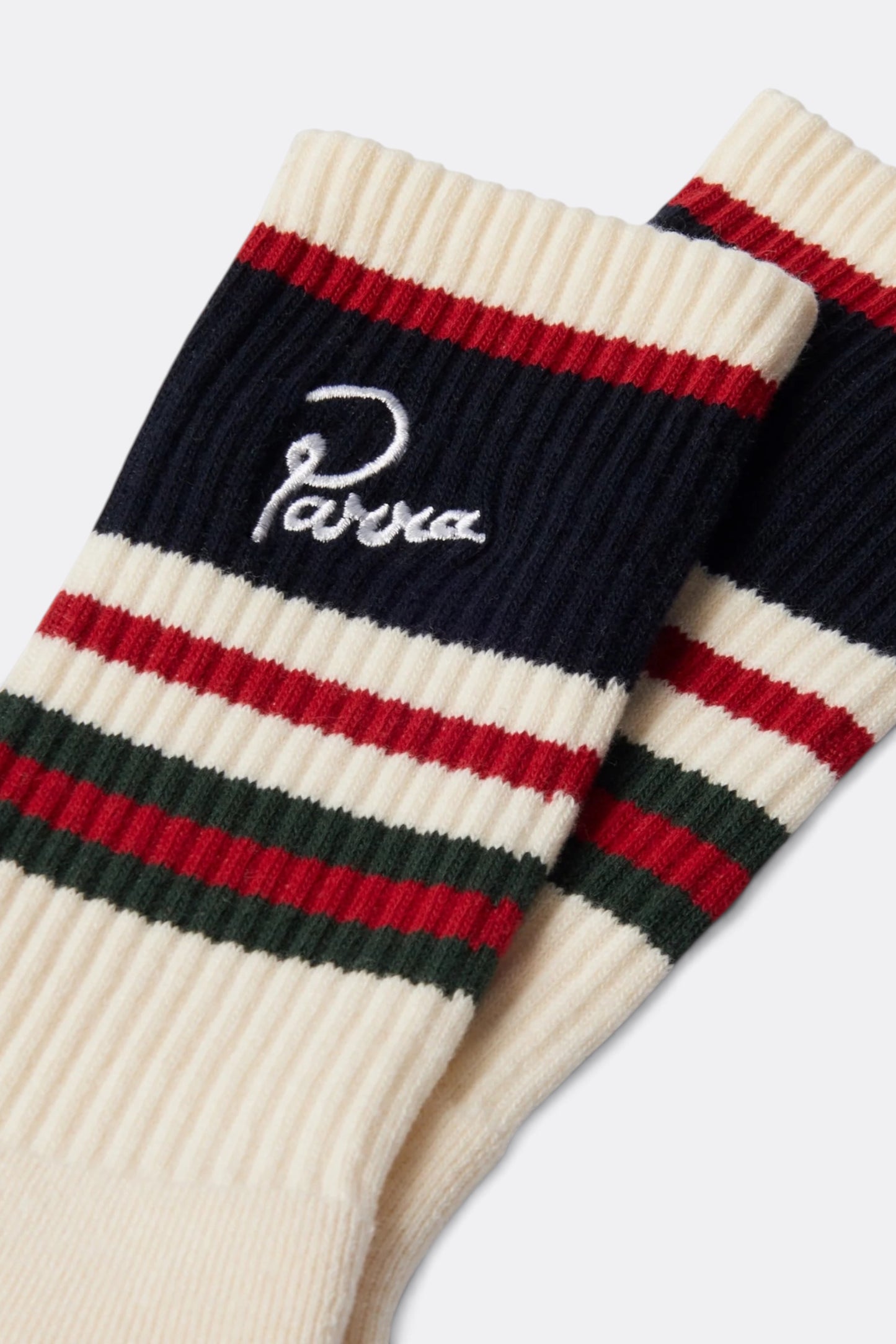 BY PARRA Signature Striped Crew Socks White | Chaussettes Tricot Tokyo Vintage | Edgar Bdx
