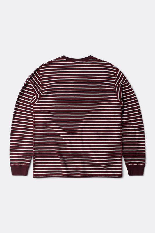 Tripped Stripes Pique Long Sleeve T-Shirt (Dark Red)