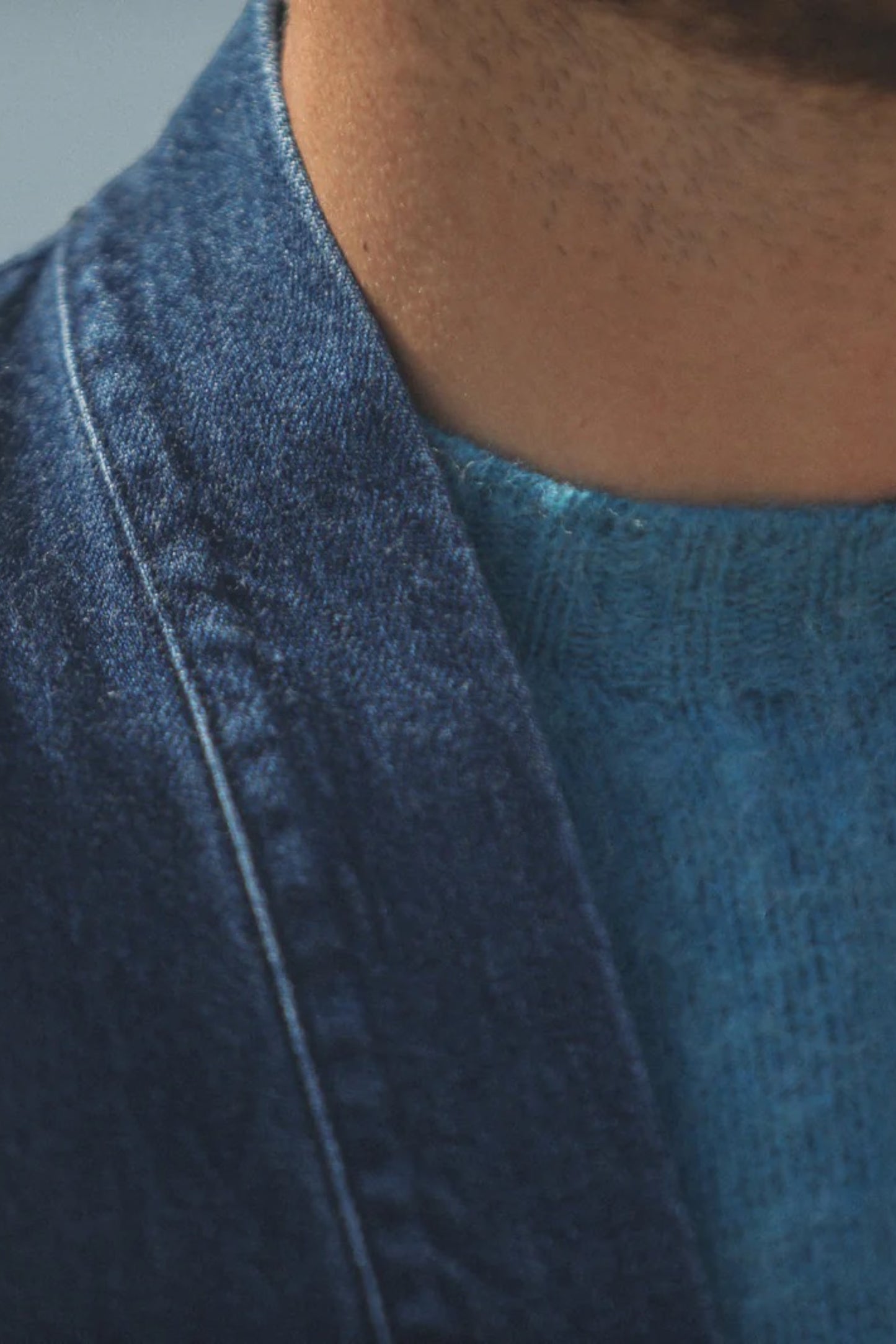 Kimono Drapeau Noir Stonewash - Veste Denim Japonais Noragi