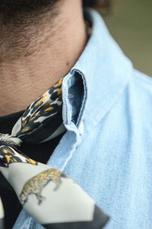 Chemise Drapeau Noir Denim Japonais - Modern Shirt Bleach