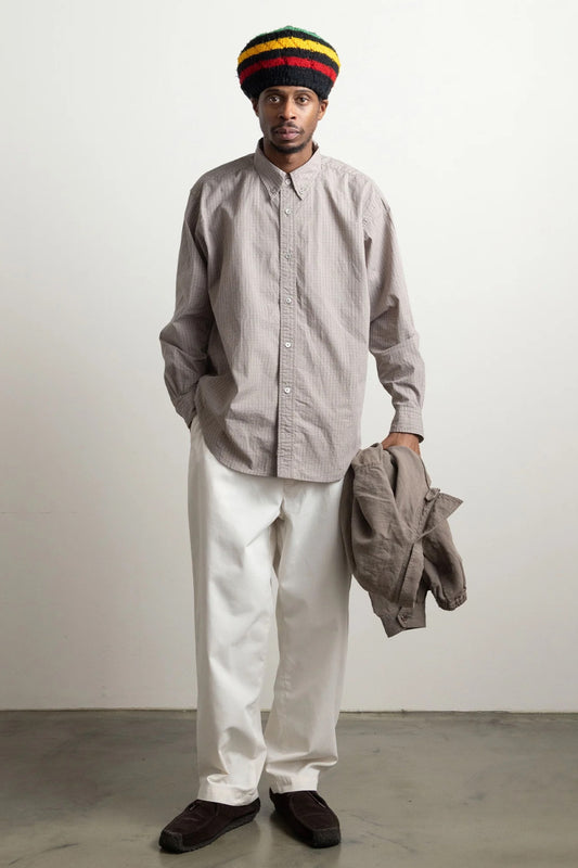 Ends And Means B.D Shirt Beige Check | Chemise Coton Relaxed Made in Japan | Edgar Bdx