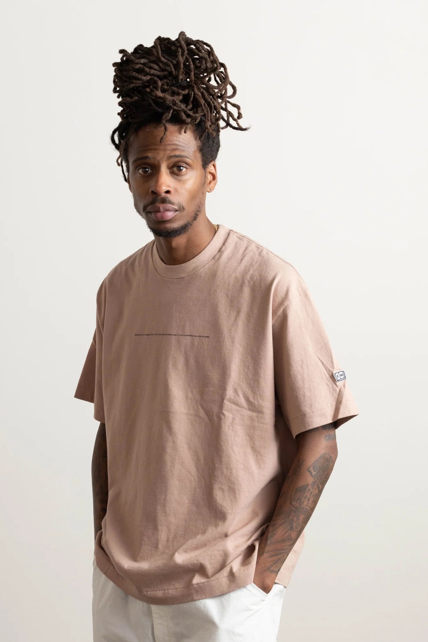 Ends And Means EMRL Tee Terracotta | T-Shirt Imprimé Réfléchissant Coton Japonais | Edgar Bdx