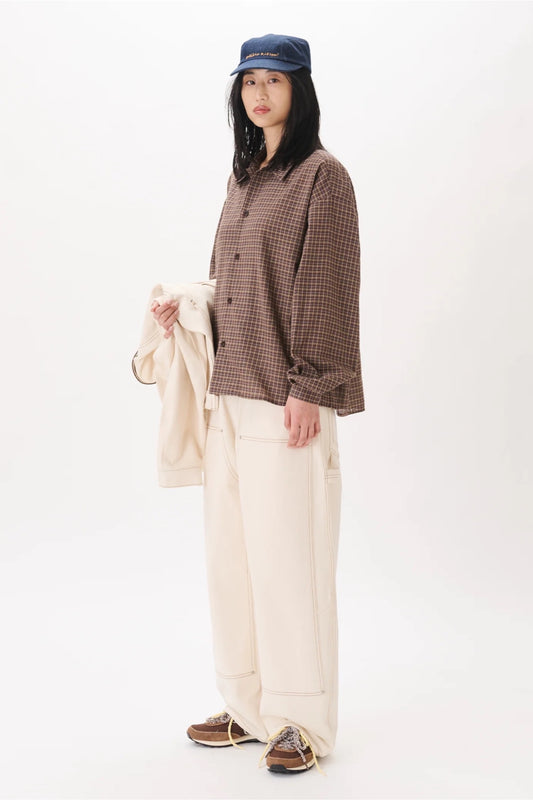 Estudio Niksen Checkered Boxy Shirt Brown | Chemise Coton Unisexe Corée | Edgar Bdx