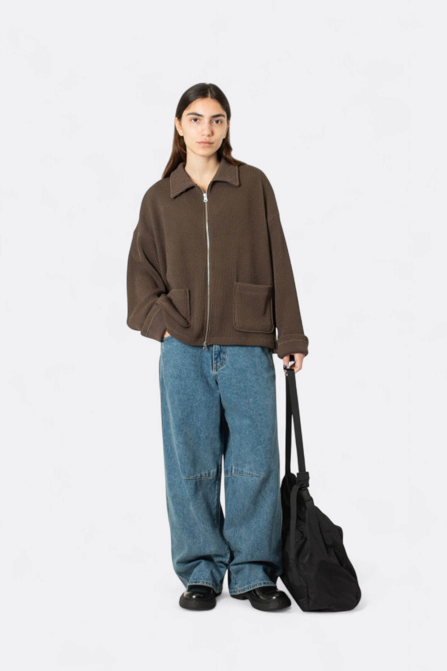 Estudio Niksen - Double-Zip Pocket Sweater (Brown)