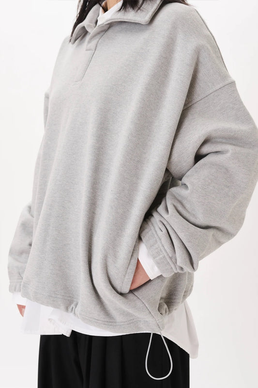 Estudio Niksen Polo Crewneck Sweater Grey | Pull Coton Oversize Unisexe Corée | Edgar Bdx