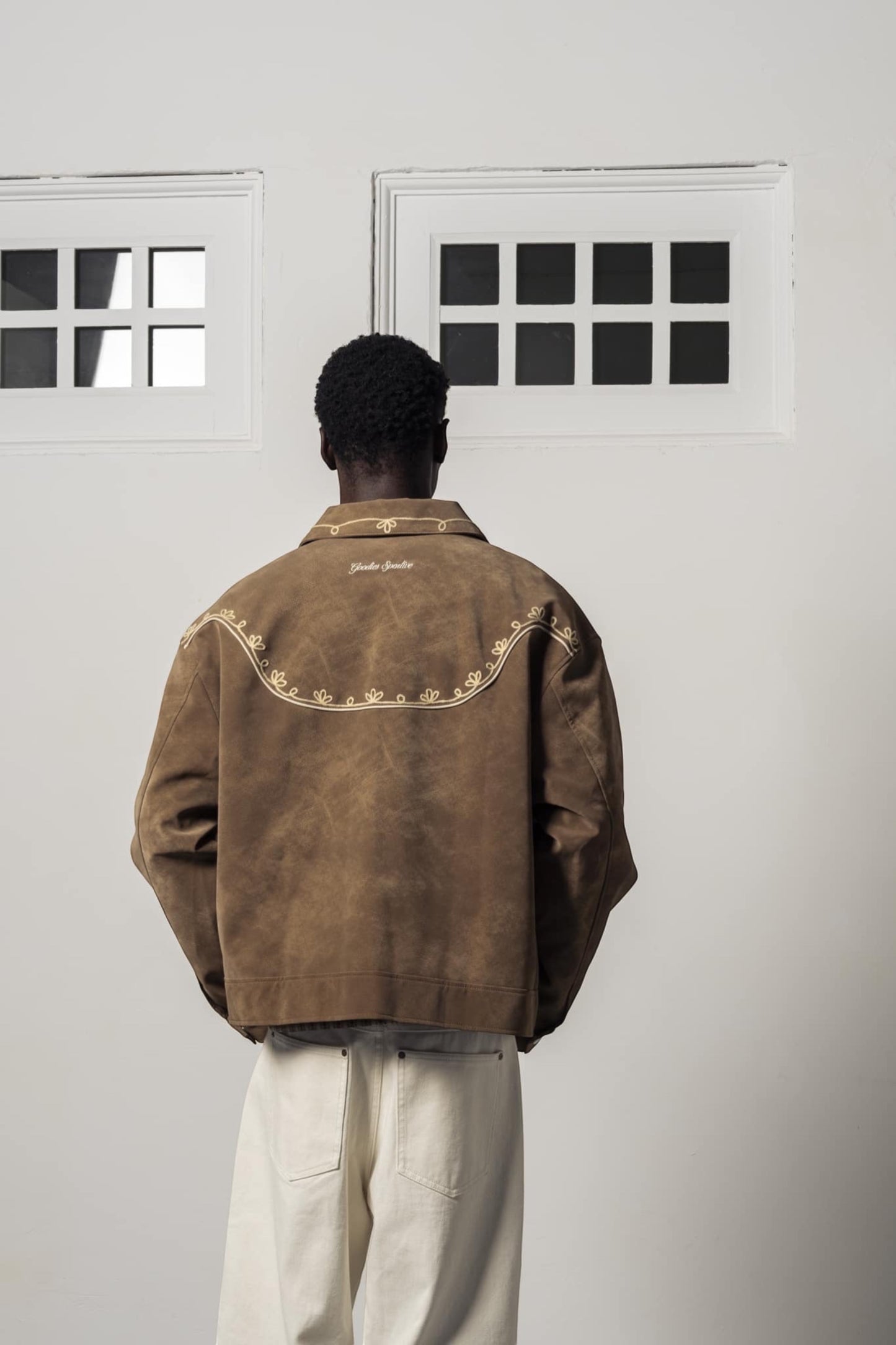 Goodies Sportive Camel Premium Jacket Brown | Veste Cuir Vegan Brodée