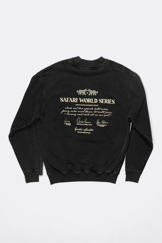 Goodies Sportive - Safari World Series Crewneck (Black Stone Wash)