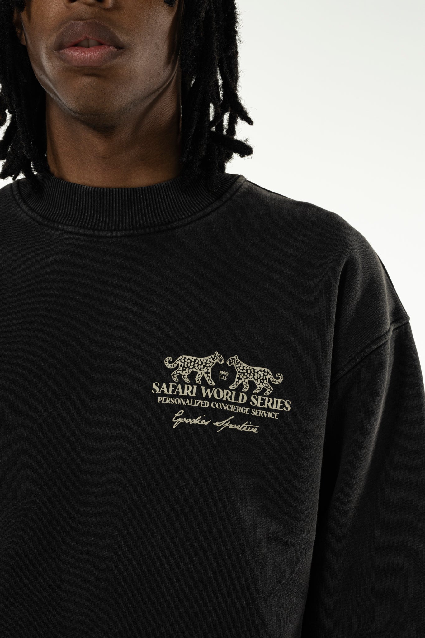 Goodies Sportive - Safari World Series Crewneck (Black Stone Wash)