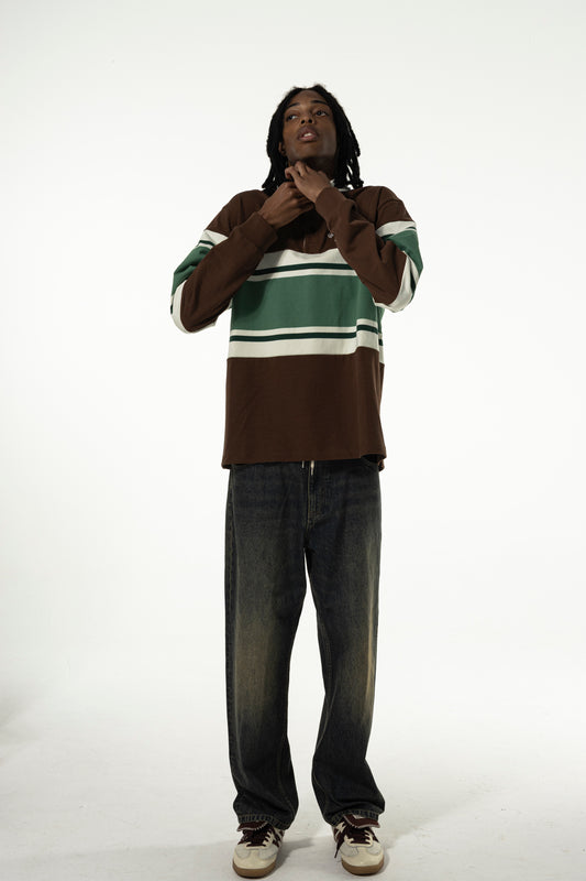 Goodies Sportive - Truffle Heavy Weight Polo (Choco / Ecru / Green)