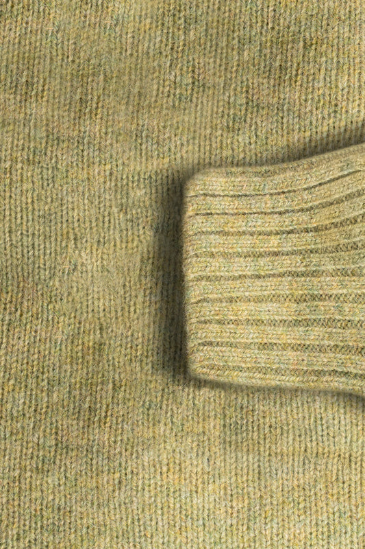 Harley Of Scotland - Pull Shetland Col Rond (Avocado)