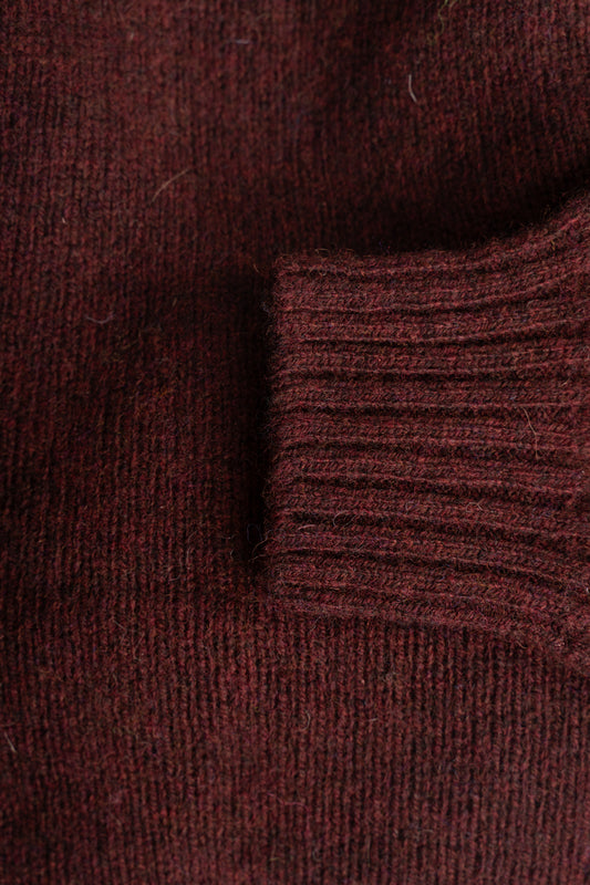 Harley Of Scotland - Pull Shetland Col Rond (Beetroot)