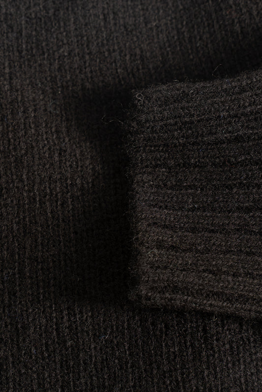 Harley Of Scotland - Pull Shetland Col Rond (Black)