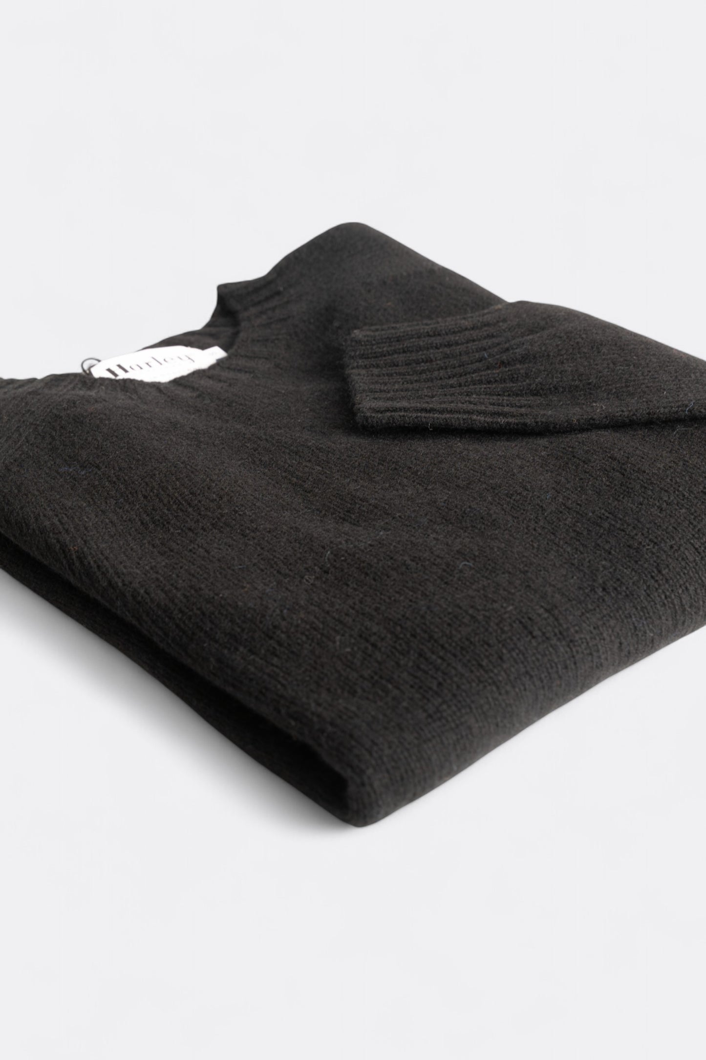 Harley Of Scotland - Pull Shetland Col Rond (Black)