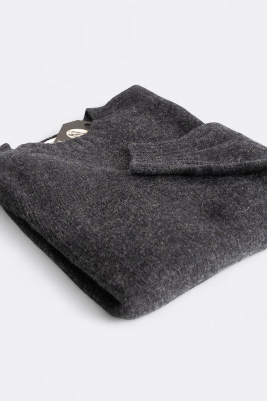 Harley Of Scotland - Pull Shetland Col Rond (Charcoal)