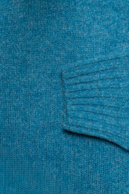 HARLEY OF SCOTLAND Pull Shetland Col Rond Cobalt | Edgar Bdx