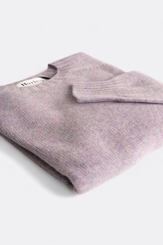 Harley Of Scotland - Pull Shetland Col Rond (Heliotrope)
