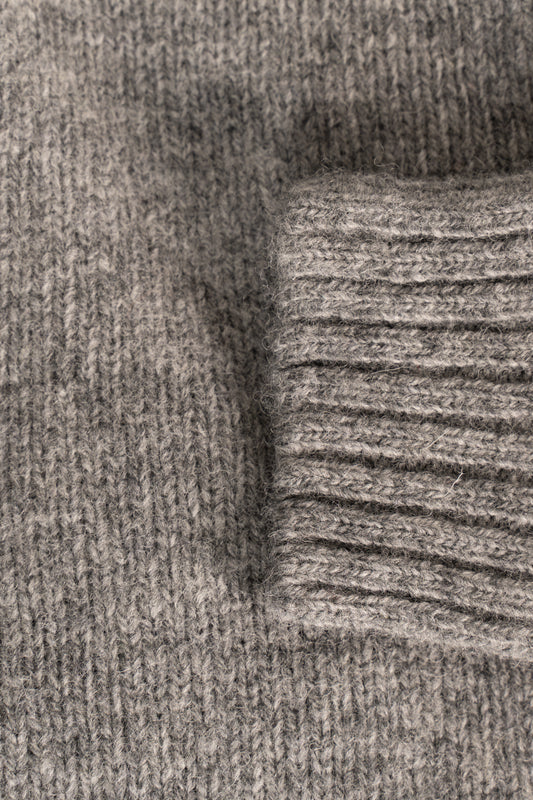 Harley Of Scotland - Pull Shetland Col Rond (Mid Grey)