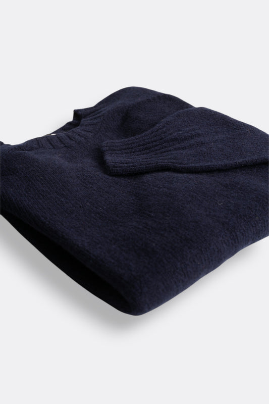 Harley Of Scotland - Pull Shetland Col Rond (Navy)