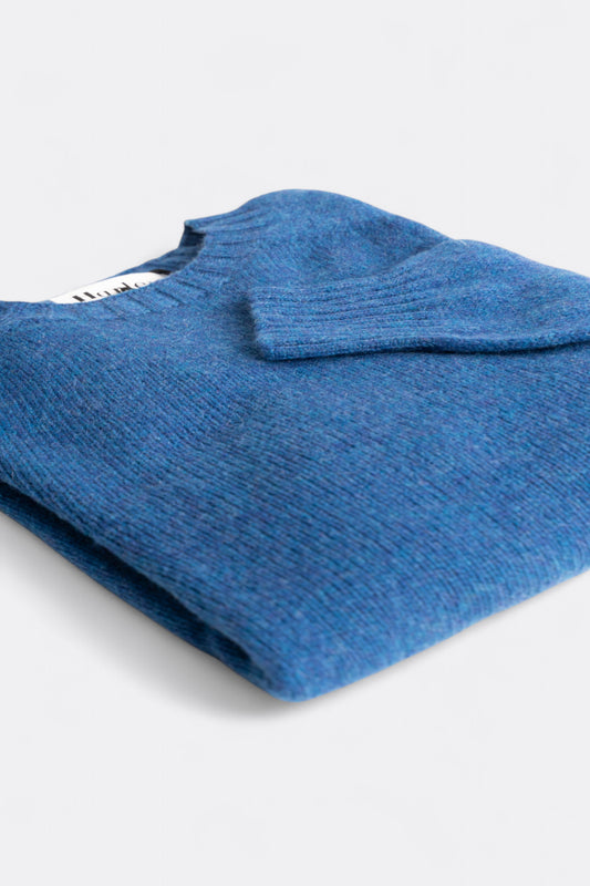 Harley Of Scotland - Pull Shetland Col Rond (Saphire)