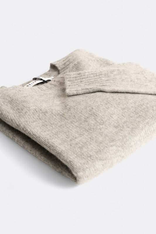 Harley of Scotland Pull Shetland Col Rond Silver | Pull Laine Écosse | Edgar Bdx