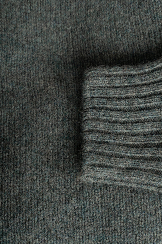 Harley Of Scotland - Pull Shetland Col Rond (Verdigris)