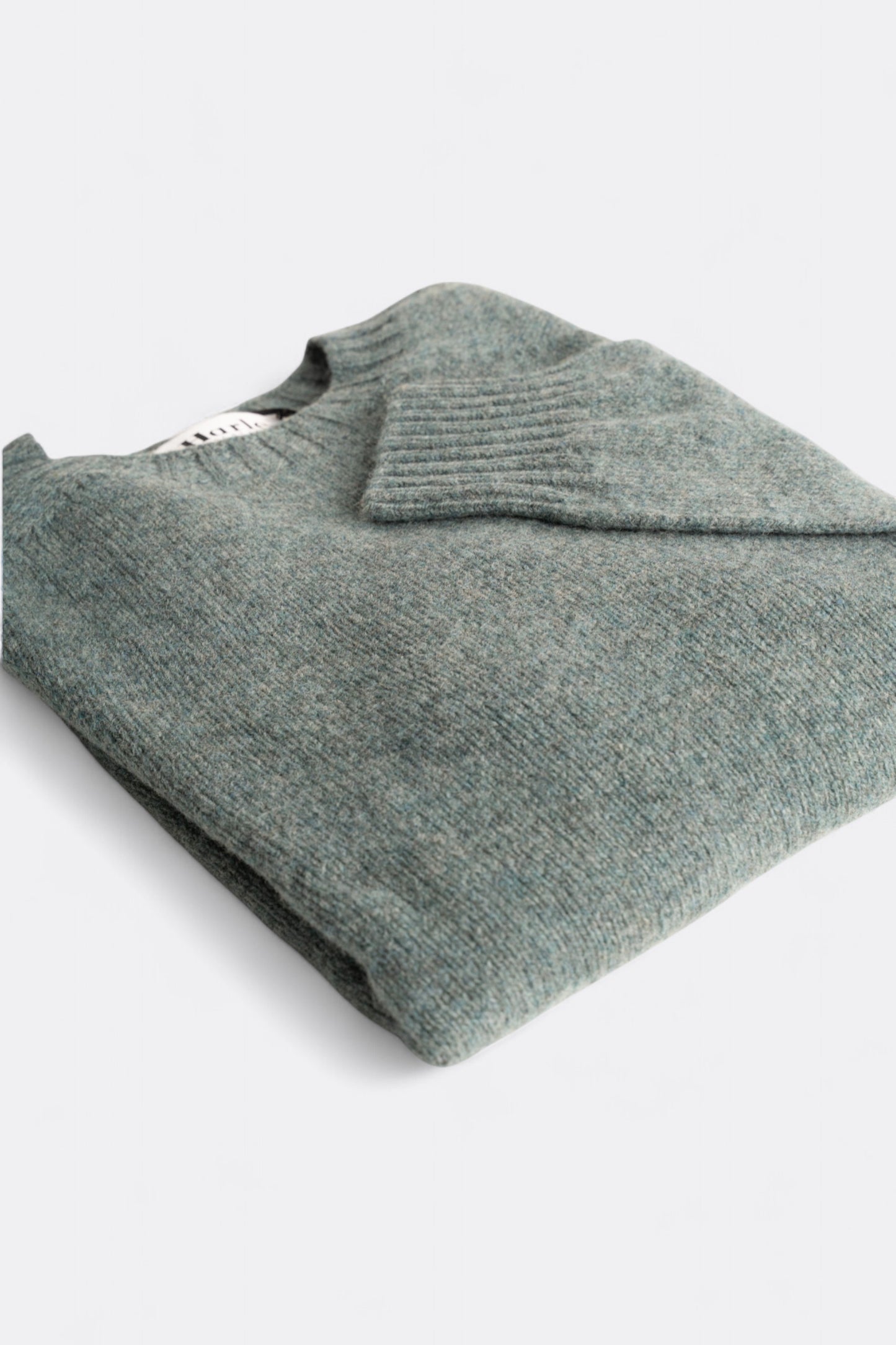 Harley Of Scotland - Pull Shetland Col Rond (Verdigris)