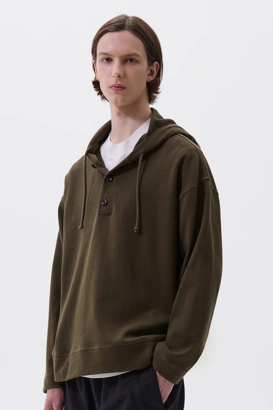 Margaret Howell - MHL. Button Hoodie Open End Jersey (Ink)