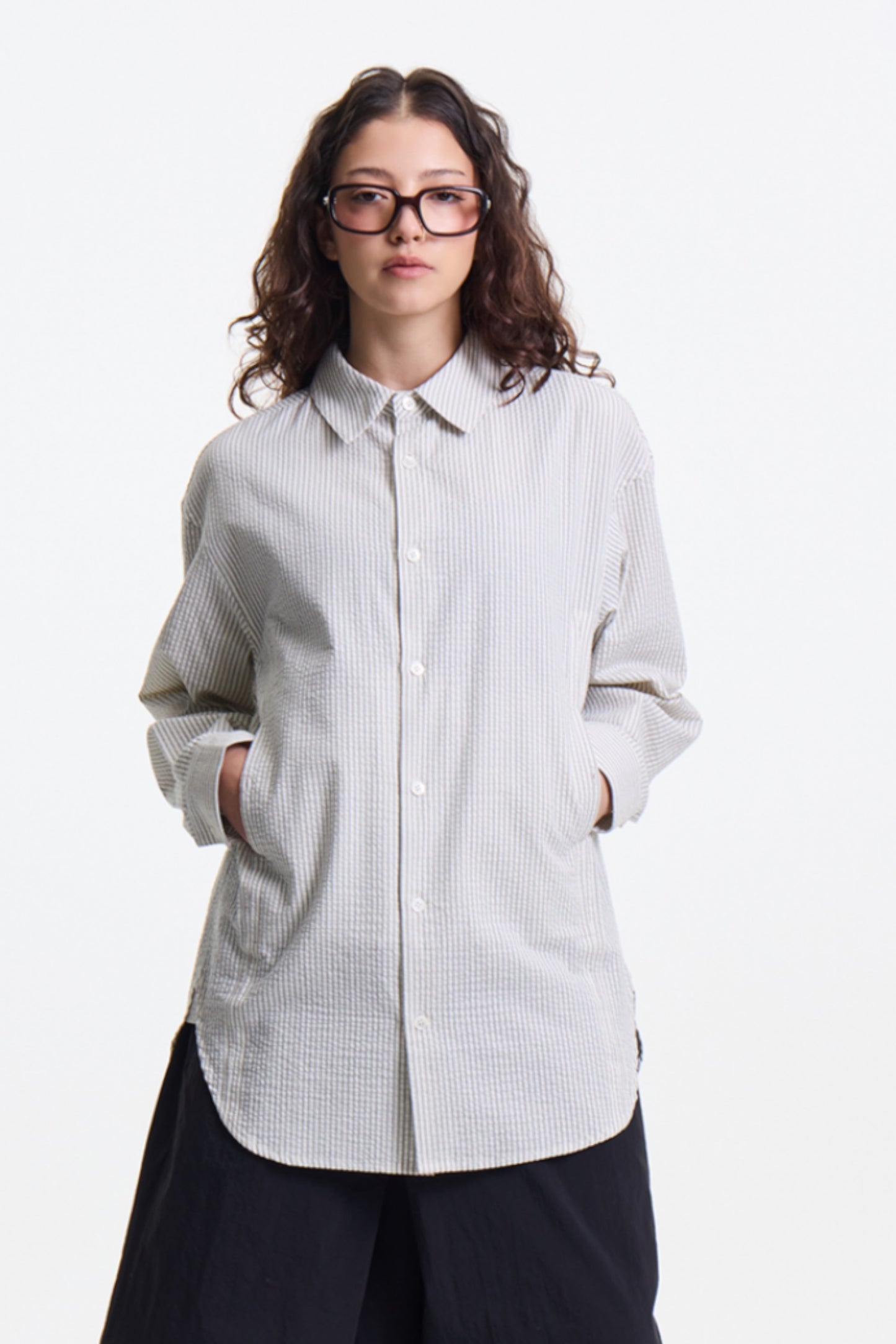 Merely Made - Classic Seersucker Stripe Over Shirts (Frost White)