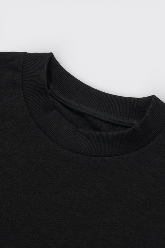 Merely Made - Slub Jersey Cropped T-Shirts (Coal Black)