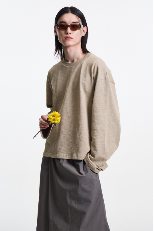 Merely Made - Slub Jersey Cropped T-Shirts (Desert Tan)