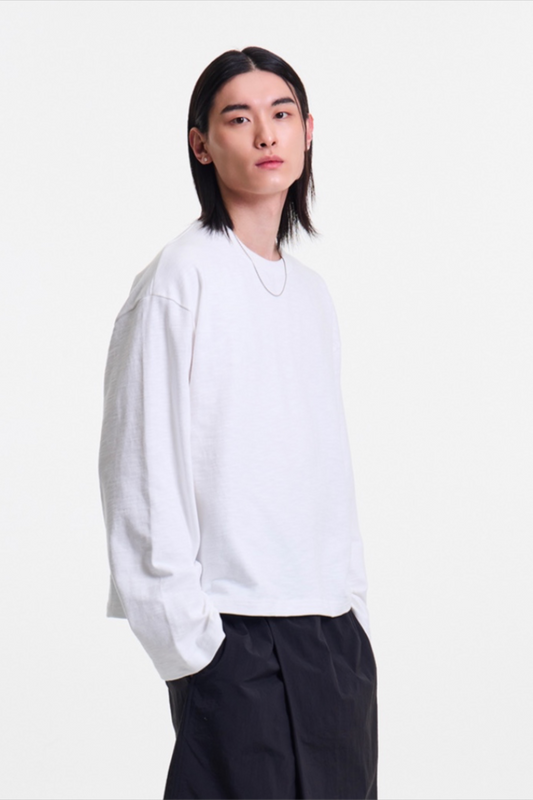 Merely Made - Slub Jersey Cropped T-Shirts (Pearl White)
