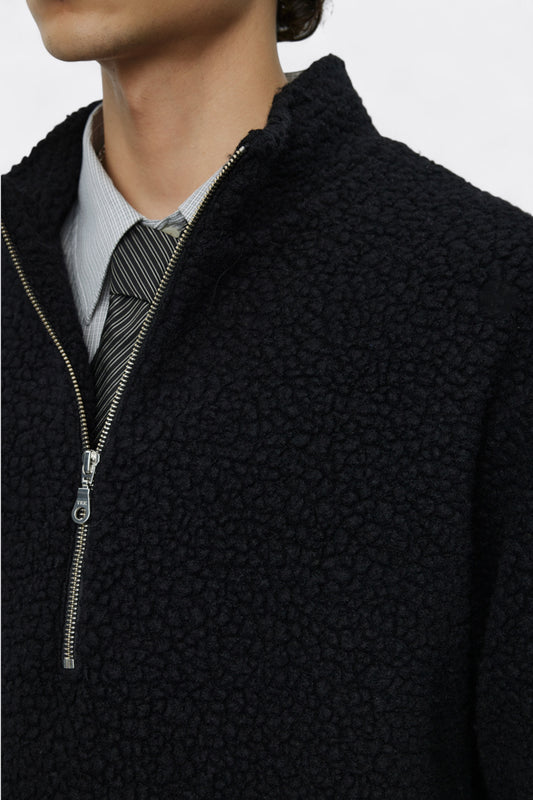 mfpen - Common Half Zip Sweater (Black Fuzzy Fleece)