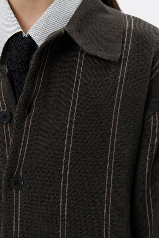 mfpen - Formal Cardigan (Biscuit Stripe)