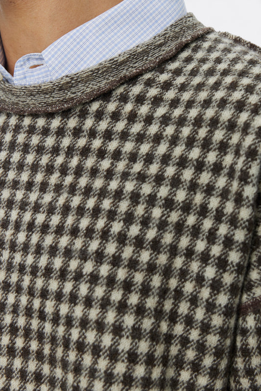 mfpen - Fuzzy Pullover (Brown Houndstooth Check)