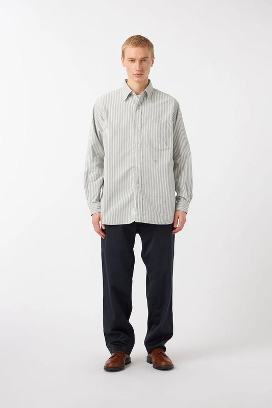 Nanamica - Button Down Stripe Wind Shirt (Brown)