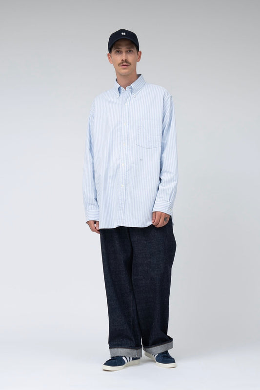 Nanamica - Button Down Stripe Wind Shirt (Grayish Navy)