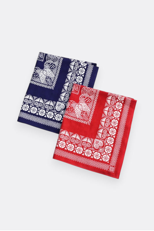 Bandana Rectangle Rouge Needles - Motif Papillon Japonais - Edgar Bdx